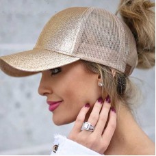 2018 CC Glitter Ponytail Baseball Cap Mujer Snapback Hat Summer Mesh Casual Caps  eb-01361575